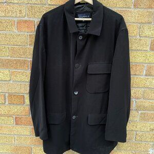 RARE Canali Wool Viscose Tri-Pocket Utility Jacket Coat Black Size 54 XL
